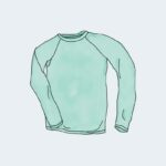 Illustration of a mint green long-sleeved shirt.