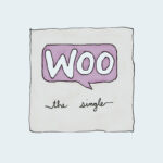 Illustration of a purple speech bubble with 'WOO' text.