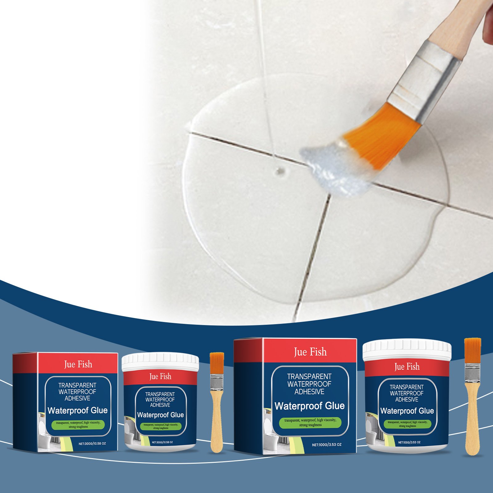 Jue Fish Transparent Waterproof Adhesive (100g) Is A Household Transparent Adhesive For Leak Repair And Prevention Of Bathroom Tiles And Wall Tiles - Image 2