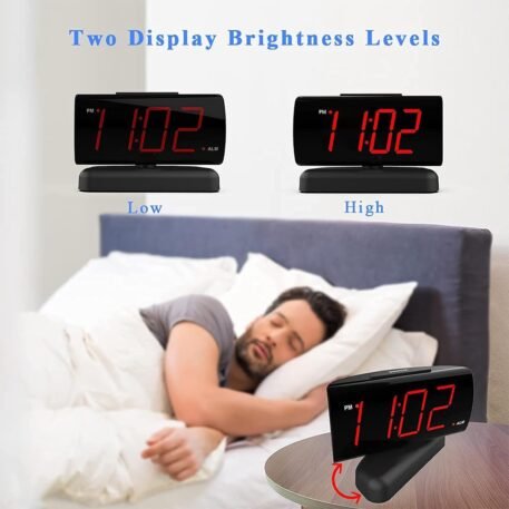 GING YHAU alarm clock large digital rotating base 2-level brightness digital clock bedroom bedside alarm clock - Image 3