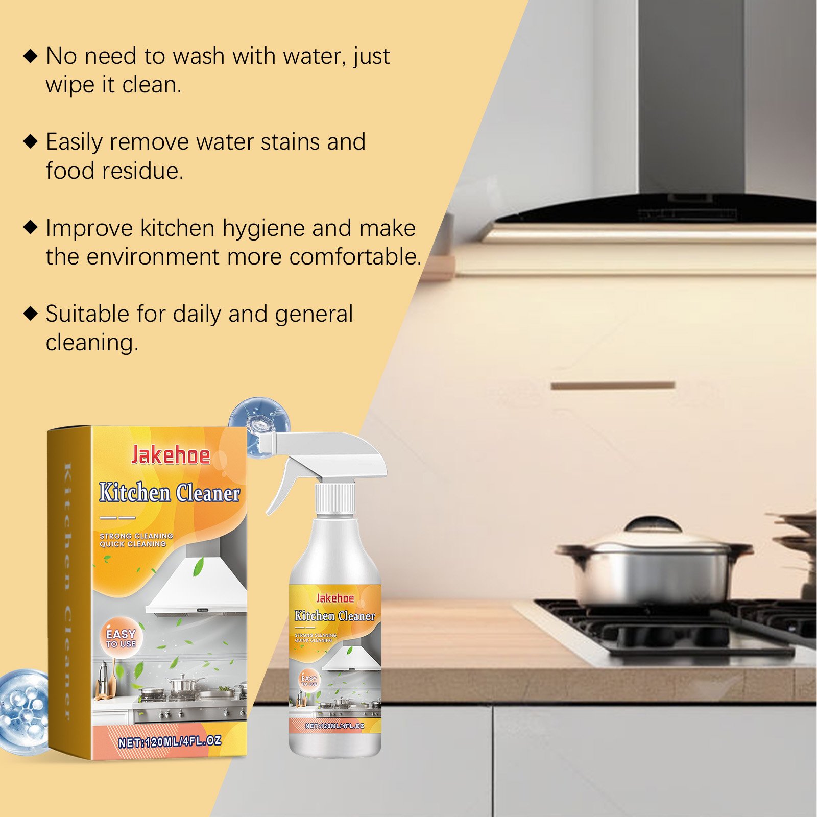 Kitchen Grease Cleaner Kitchen Cookware Cooktop Range Hood Oil And Stain Remover - Image 5