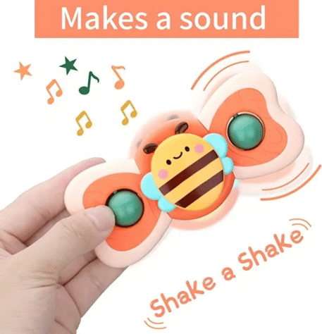 3pcs cartoon baby bath toy bee butterfly snail insect cute rotating fidget spinner toy with suction cup for kids gifts wholesale - Image 5