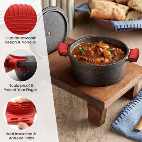 Silicone insulated pot handle sleeve set high-temperature resistant and anti slip pot ear clip anti scald hand clip - Image 3
