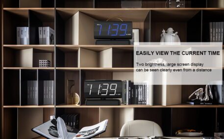 GING YHAU alarm clock large digital rotating base 2-level brightness digital clock bedroom bedside alarm clock - Image 5