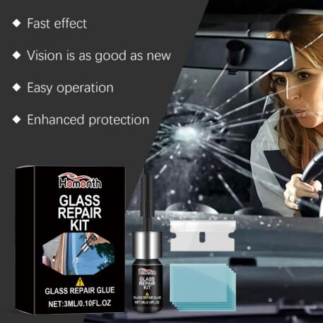 Glass Repair Kit Automotive Windshield Cracks Scratches Clear Vision Portable Adhesive - Image 4