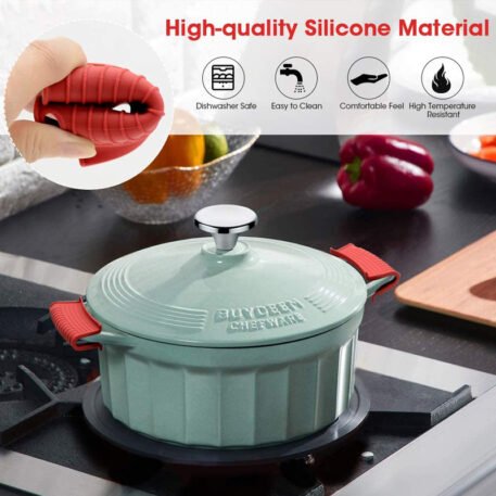 Silicone insulated pot handle sleeve set high-temperature resistant and anti slip pot ear clip anti scald hand clip - Image 4