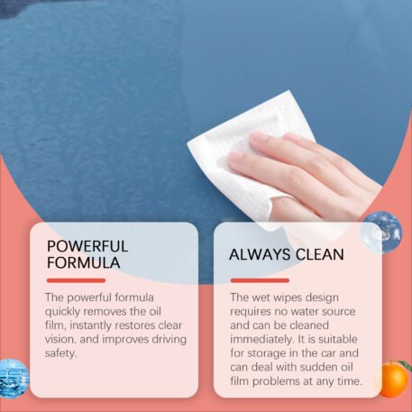 Rayhong Car Windshield Oil Film Cleaning Wipes, Clear Vision Glass Refurbished Decontamination Cleaning Wipes - Image 3