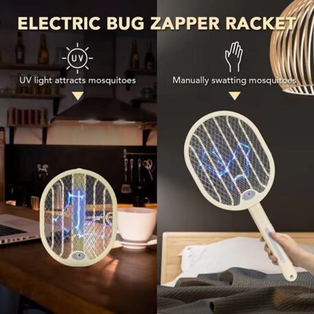 Foldable Electric Fly Swatter - Bug Zapper - Rechargeable Fly Zapper Racket Rotatable Handle Design with 3-Layer Safety Mesh - Image 3