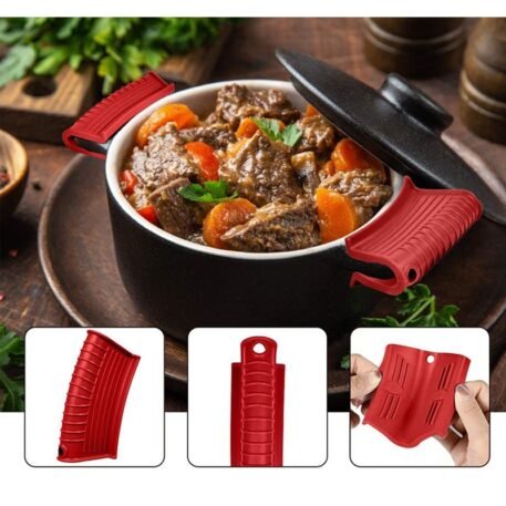 Silicone insulated pot handle sleeve set high-temperature resistant and anti slip pot ear clip anti scald hand clip - Image 6