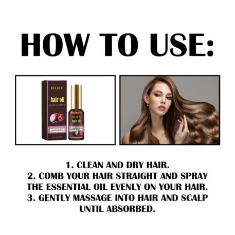 Eelhoe Red Onion And Black Seed Oil Hair Care Essential Oil, Nourishing And Nourishing Hair, Smoothing And Repairing Dry Hair - Image 6