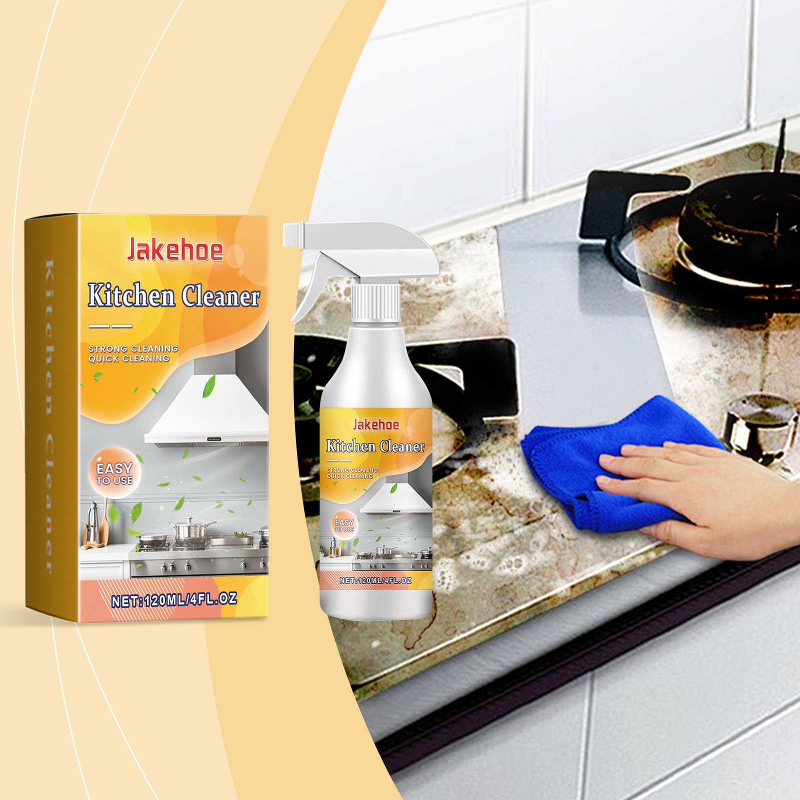 Kitchen Grease Cleaner Kitchen Cookware Cooktop Range Hood Oil And Stain Remover - Image 3