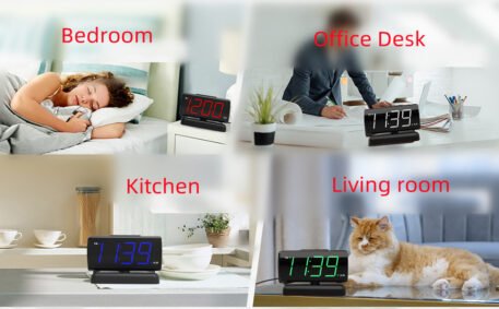 GING YHAU alarm clock large digital rotating base 2-level brightness digital clock bedroom bedside alarm clock - Image 4